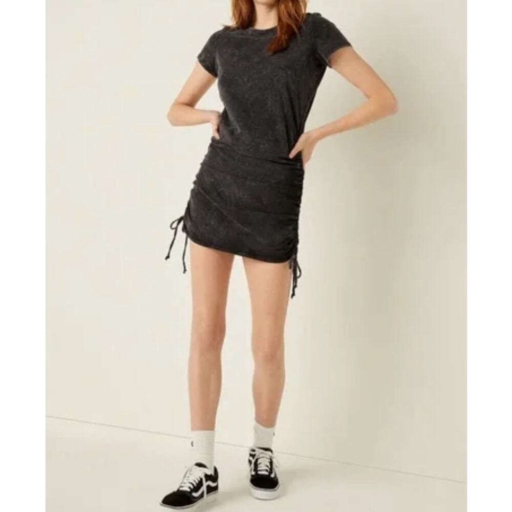 PINK Victoria’s Secret gray mineral wash ruched side mini dress XS